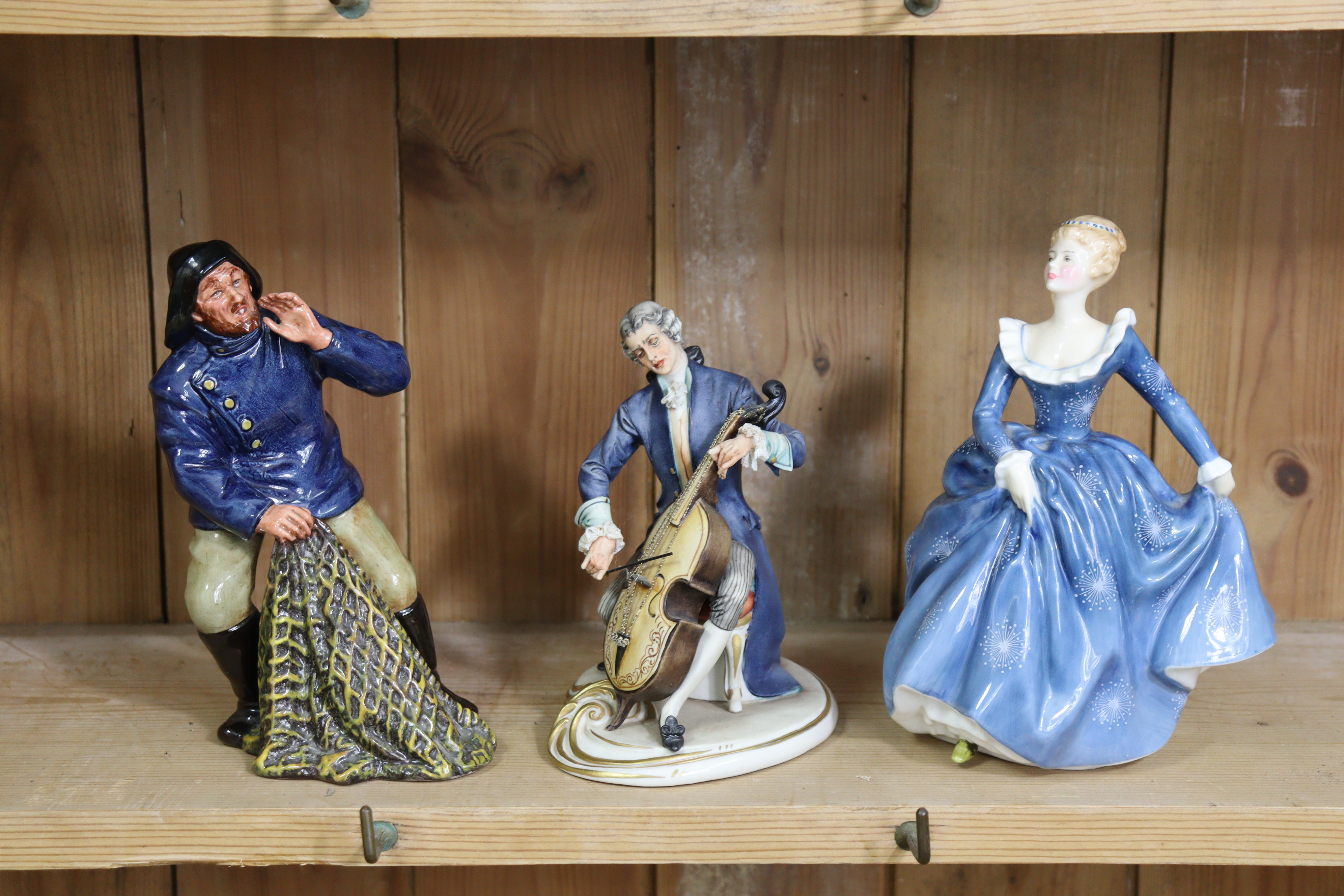 Two Royal Doulton figures “Fragrance” & “Sea Harvest”; a capo-di-monte male musician figure; various - Image 2 of 6