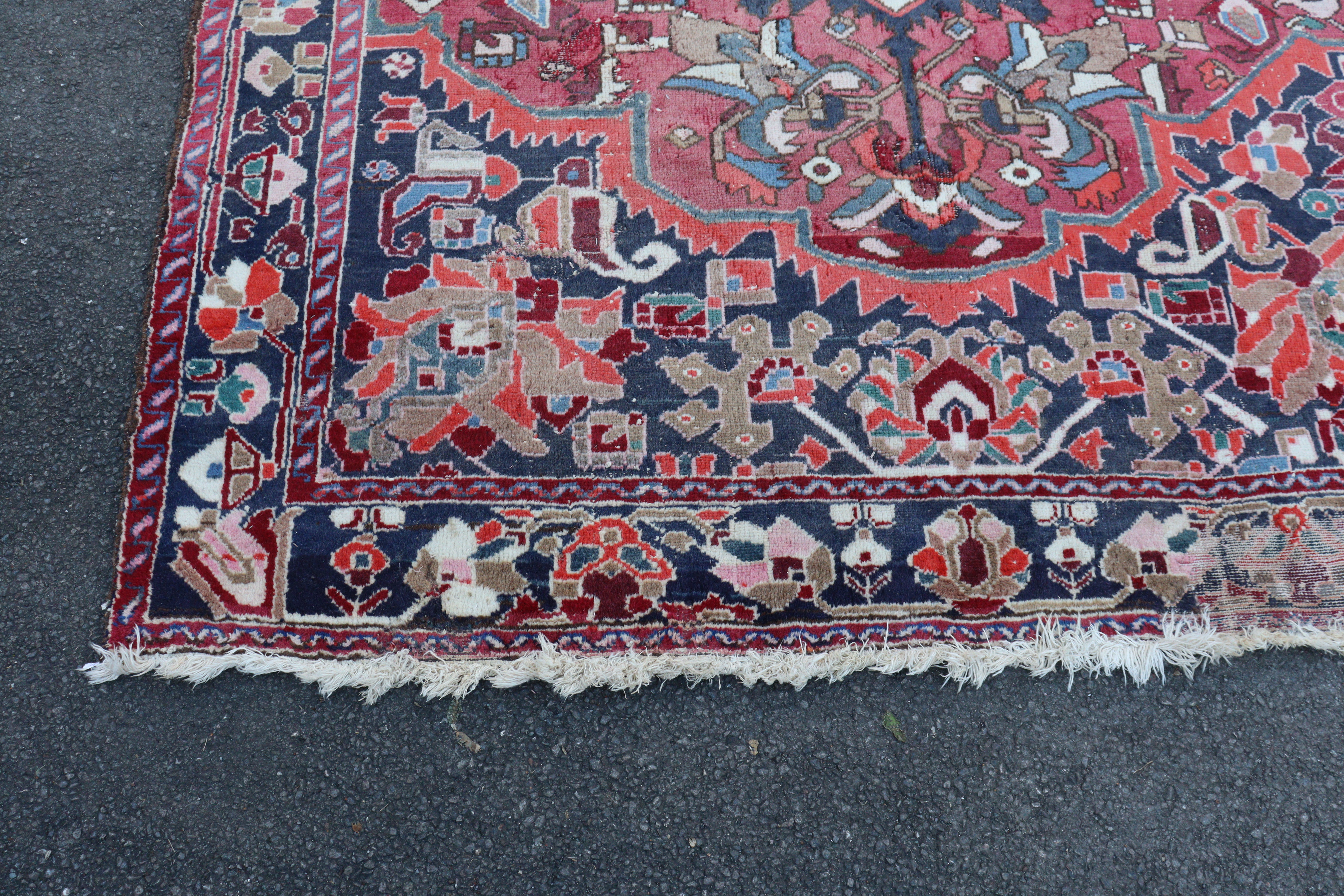 A Bakhtiar carpet of madder ground with central medallion & all-over repeating geometric designs in - Image 5 of 8