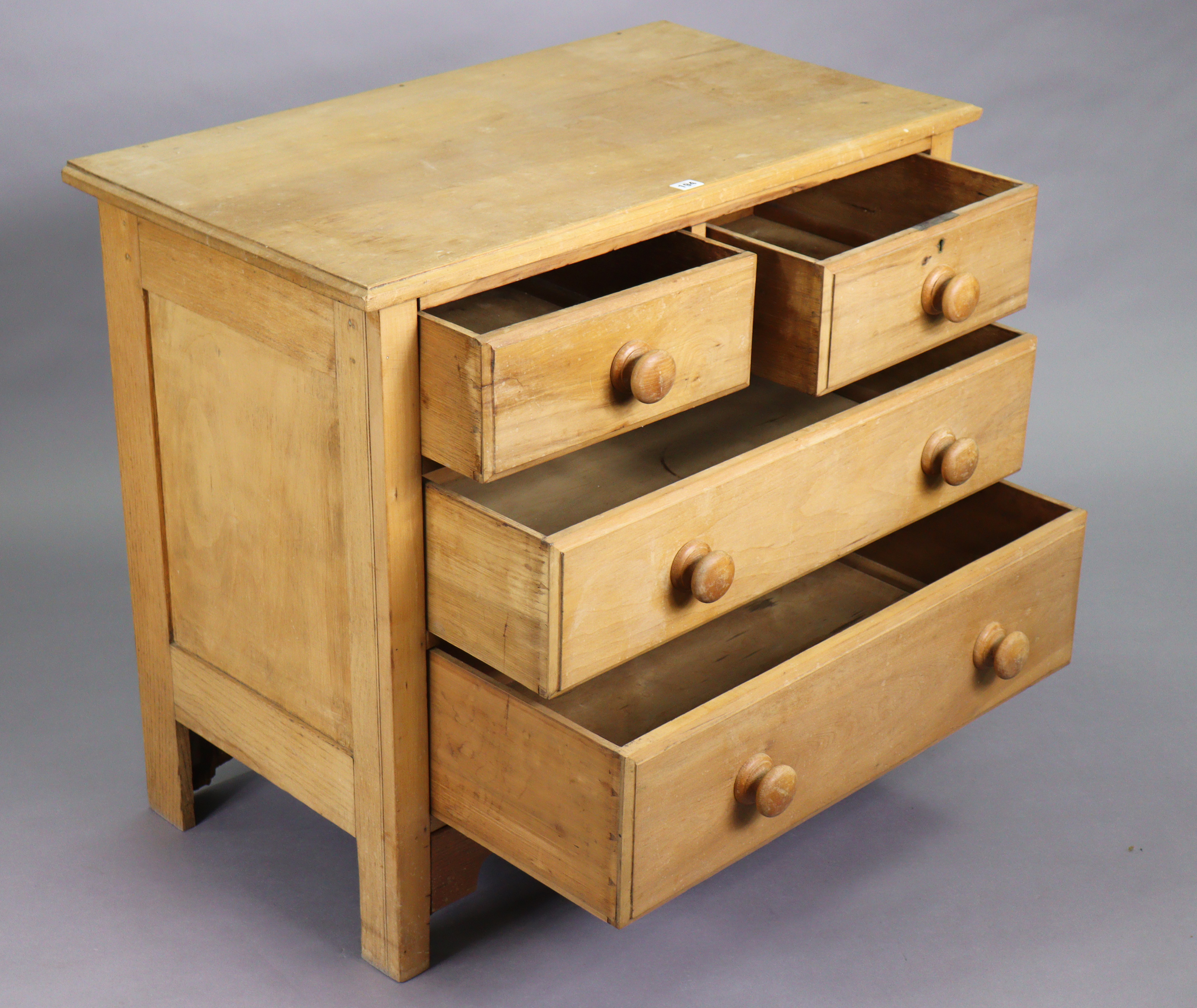 A walnut small chest fitted two short & two long graduated drawers with turned knob handles, 91cm - Image 2 of 8