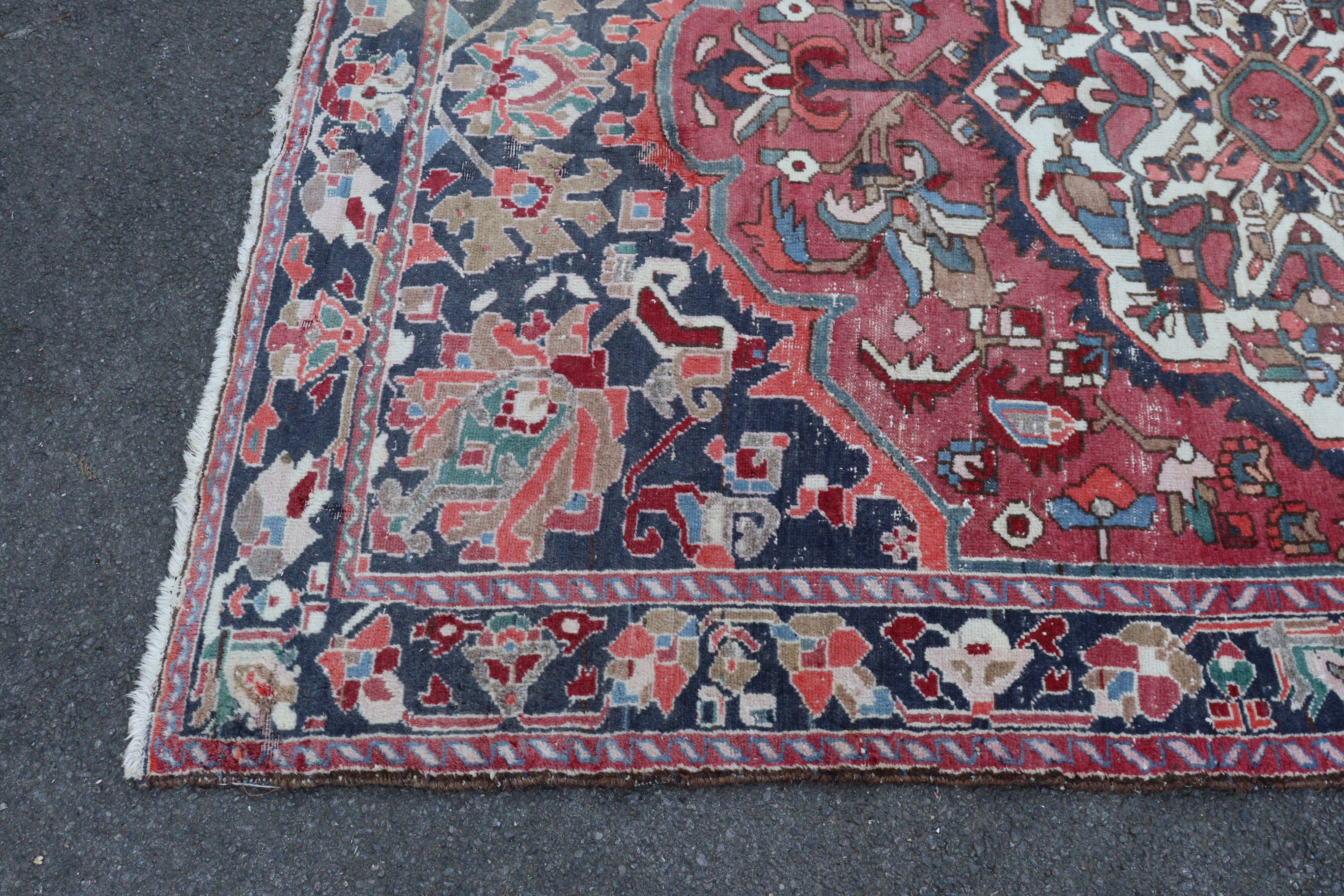 A Bakhtiar carpet of madder ground with central medallion & all-over repeating geometric designs in - Image 6 of 8