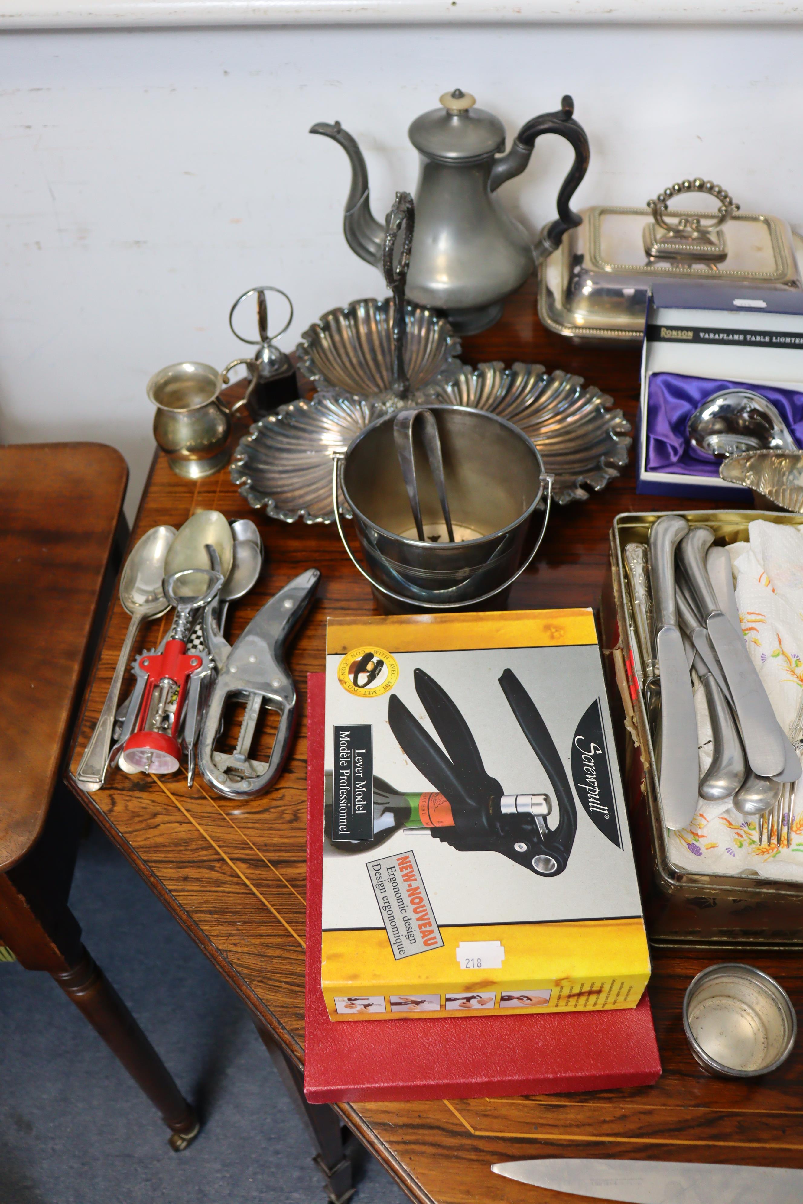 Various items of assorted platedware, pewter, & cutlery. - Image 5 of 6