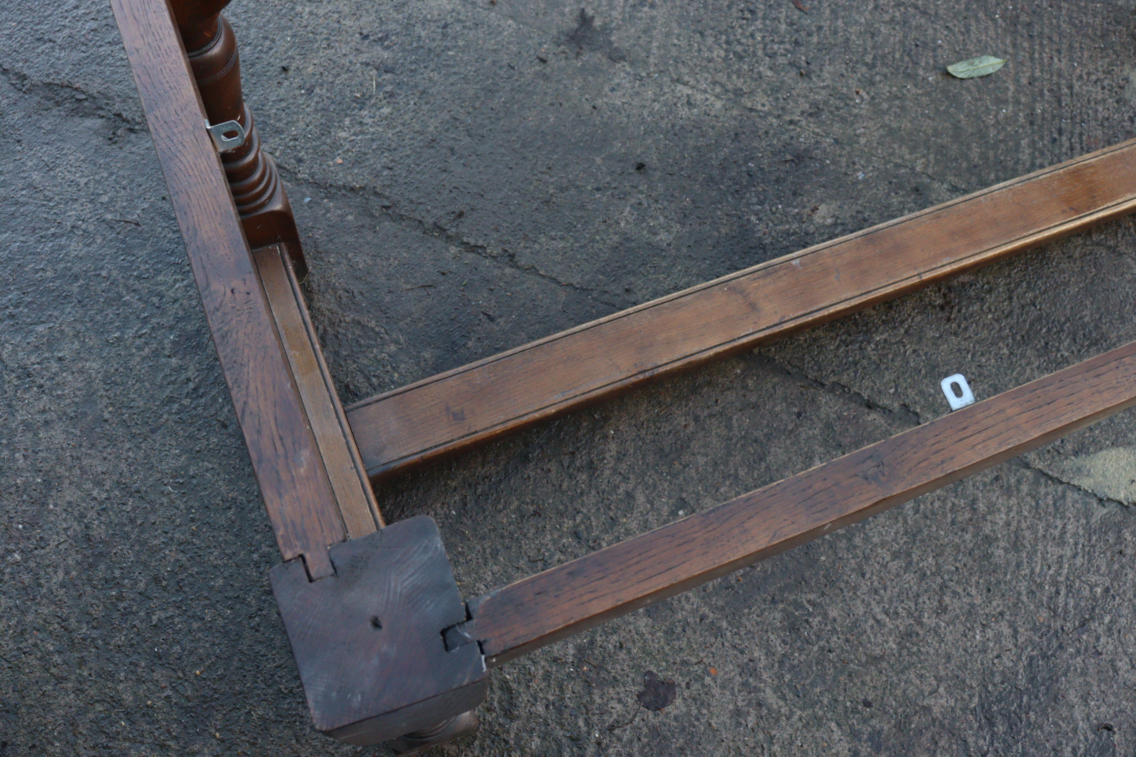 An oak refectory table with a rectangular top, & on four baluster turned legs with plain stretchers, - Image 9 of 10