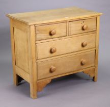 A walnut small chest fitted two short & two long graduated drawers with turned knob handles, 91cm