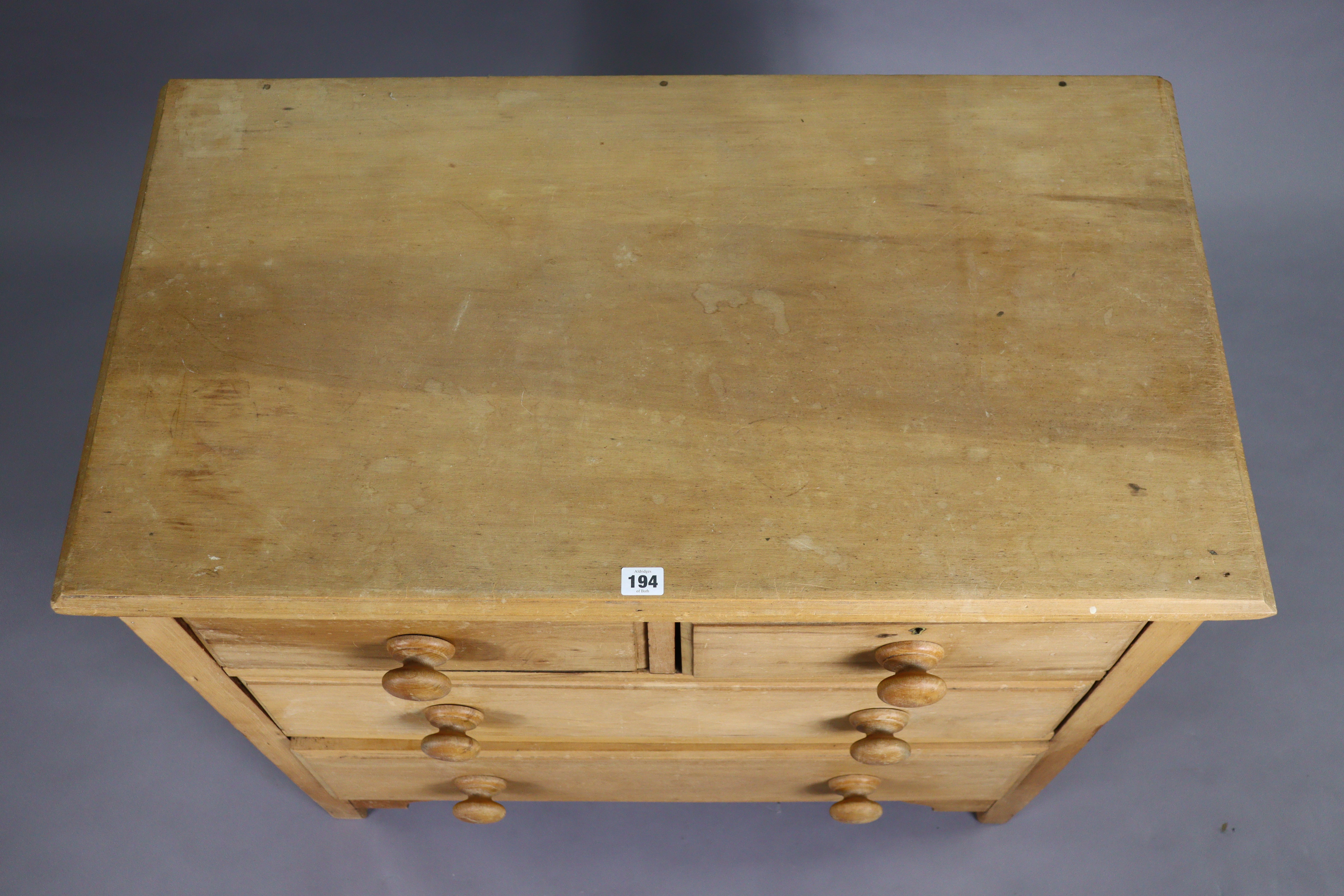 A walnut small chest fitted two short & two long graduated drawers with turned knob handles, 91cm - Image 7 of 8