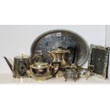 Various items of assorted platedware, pewter, & cutlery.