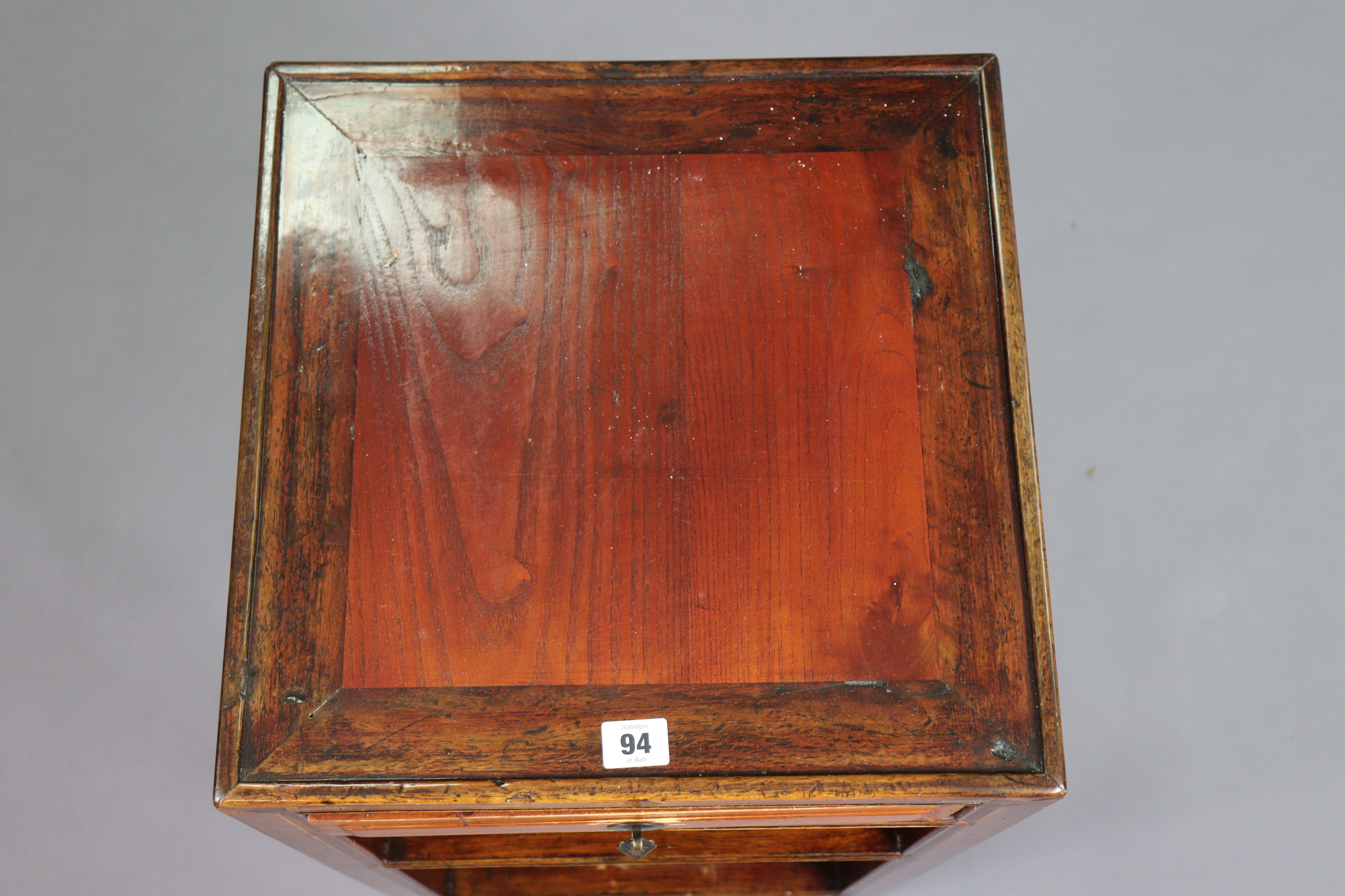 A Chinese hardwood square three-tier occasional table fitted frieze drawer to the upper tier, & on - Image 4 of 6