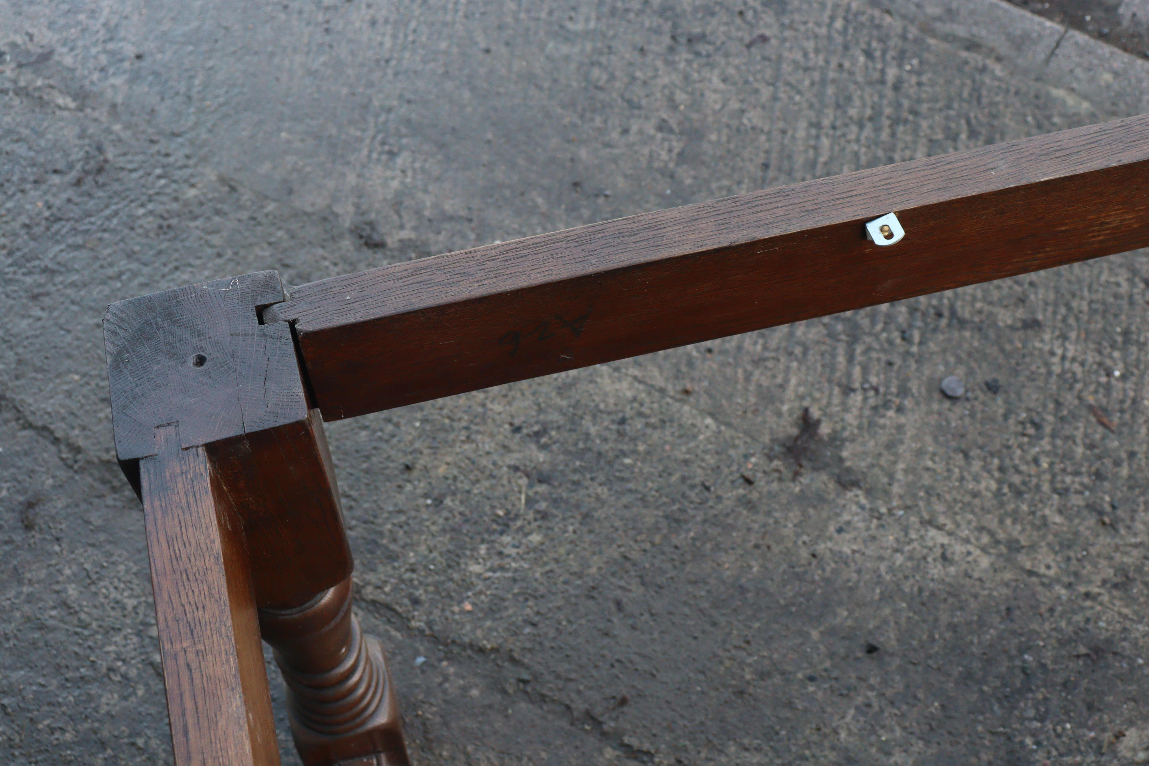 An oak refectory table with a rectangular top, & on four baluster turned legs with plain stretchers, - Image 10 of 10