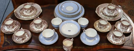 A Victorian china twenty-five piece part tea service of white ground & with brown transfer-printed