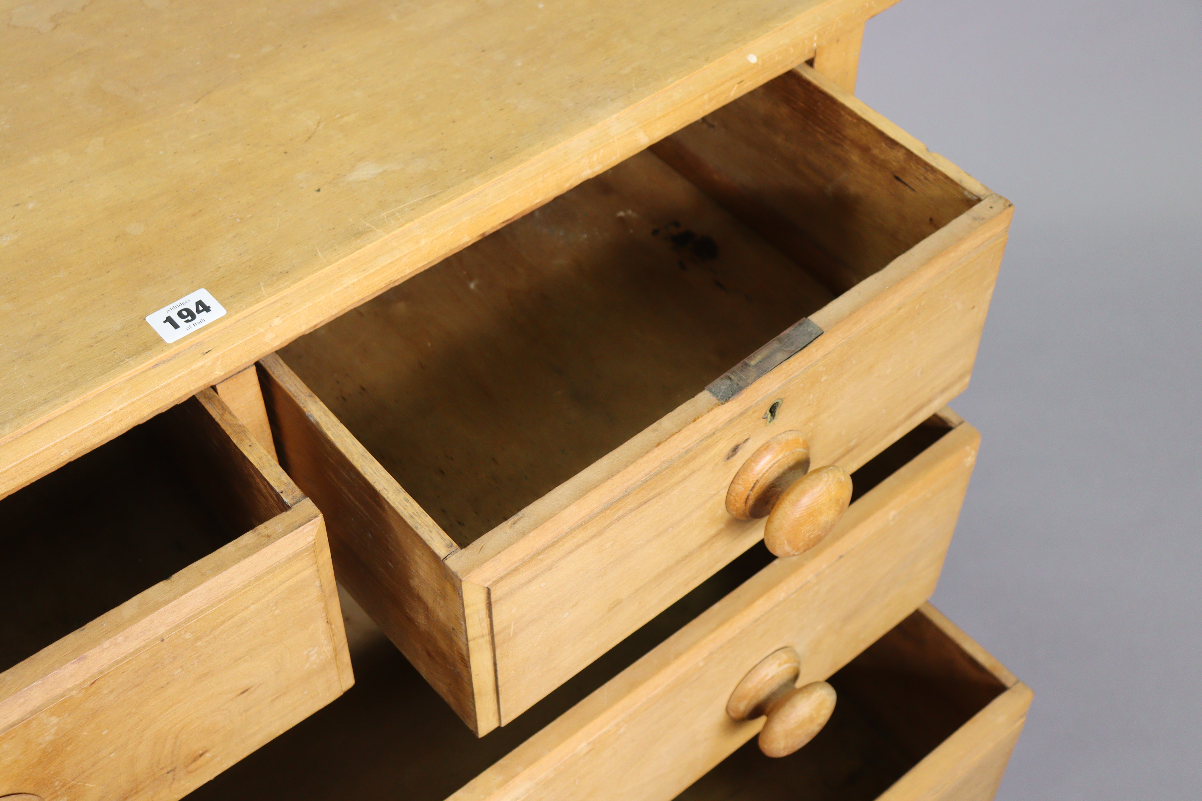 A walnut small chest fitted two short & two long graduated drawers with turned knob handles, 91cm - Image 3 of 8