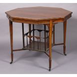 A Victorian rosewood octagonal centre table, the figured top with boxwood inlay & moulded edge,