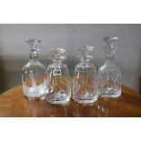 Two pairs of cut-glass decanters; together with five other glass decanters; & various other items of