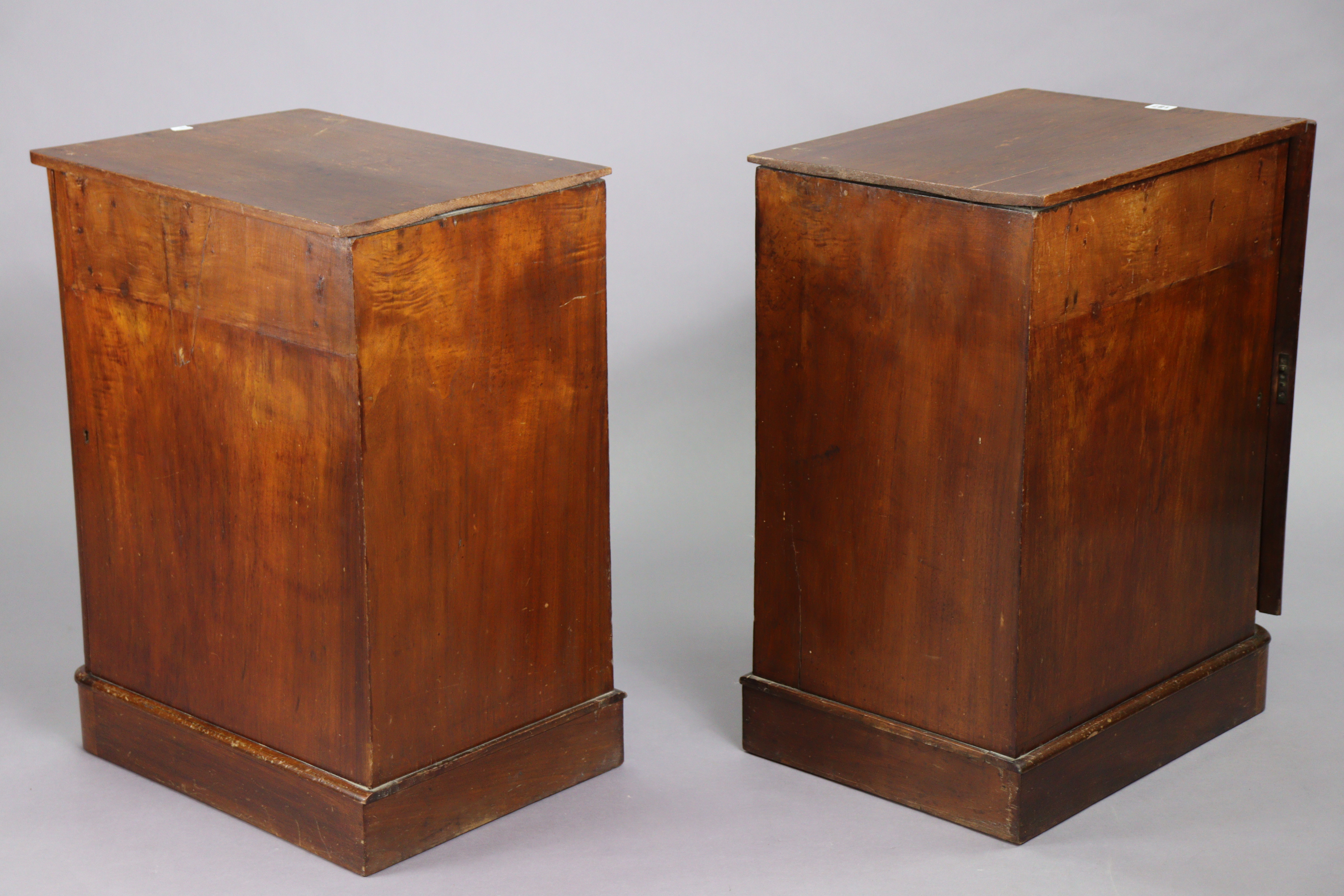 A pair of mahogany bedside chests each fitted four long graduated drawers with cast-iron swing - Image 8 of 8