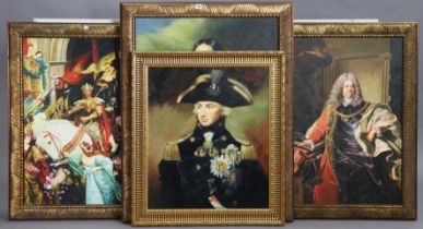 Four large modern oil paintings on canvas – all vintage reproductions of famous portraits/artworks
