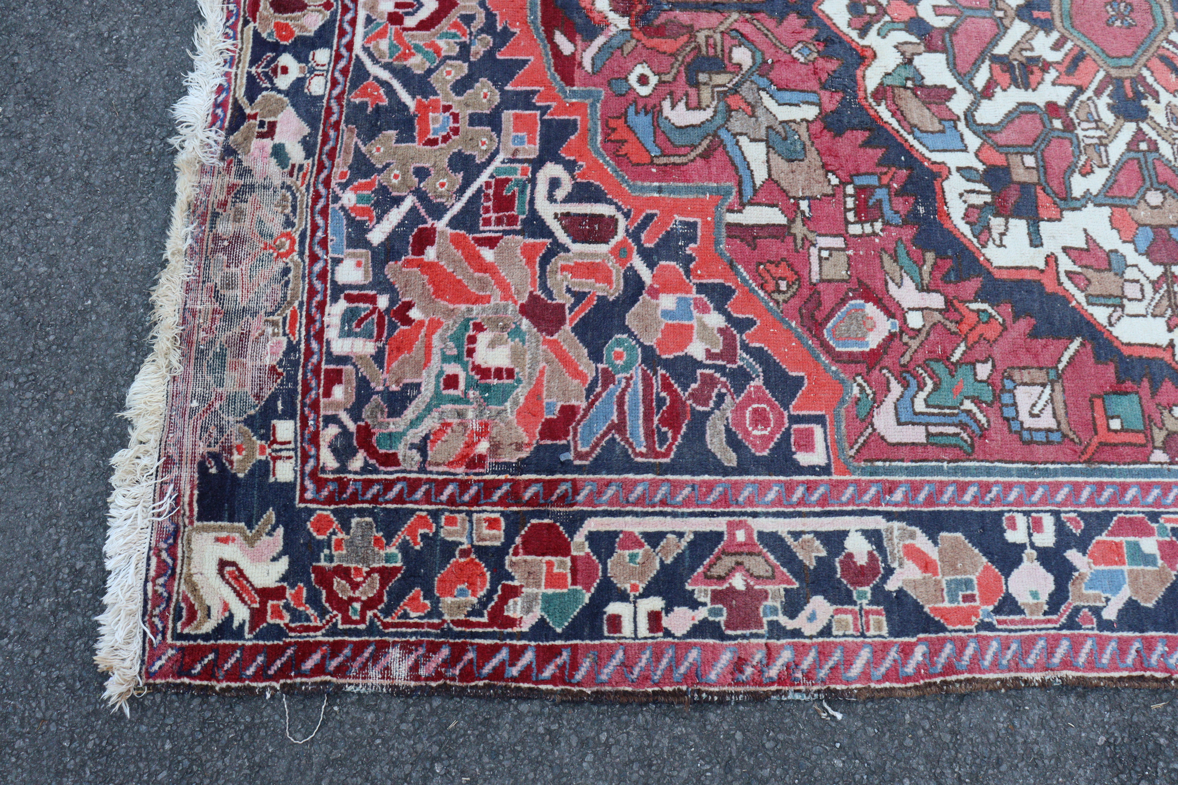 A Bakhtiar carpet of madder ground with central medallion & all-over repeating geometric designs in - Image 3 of 8