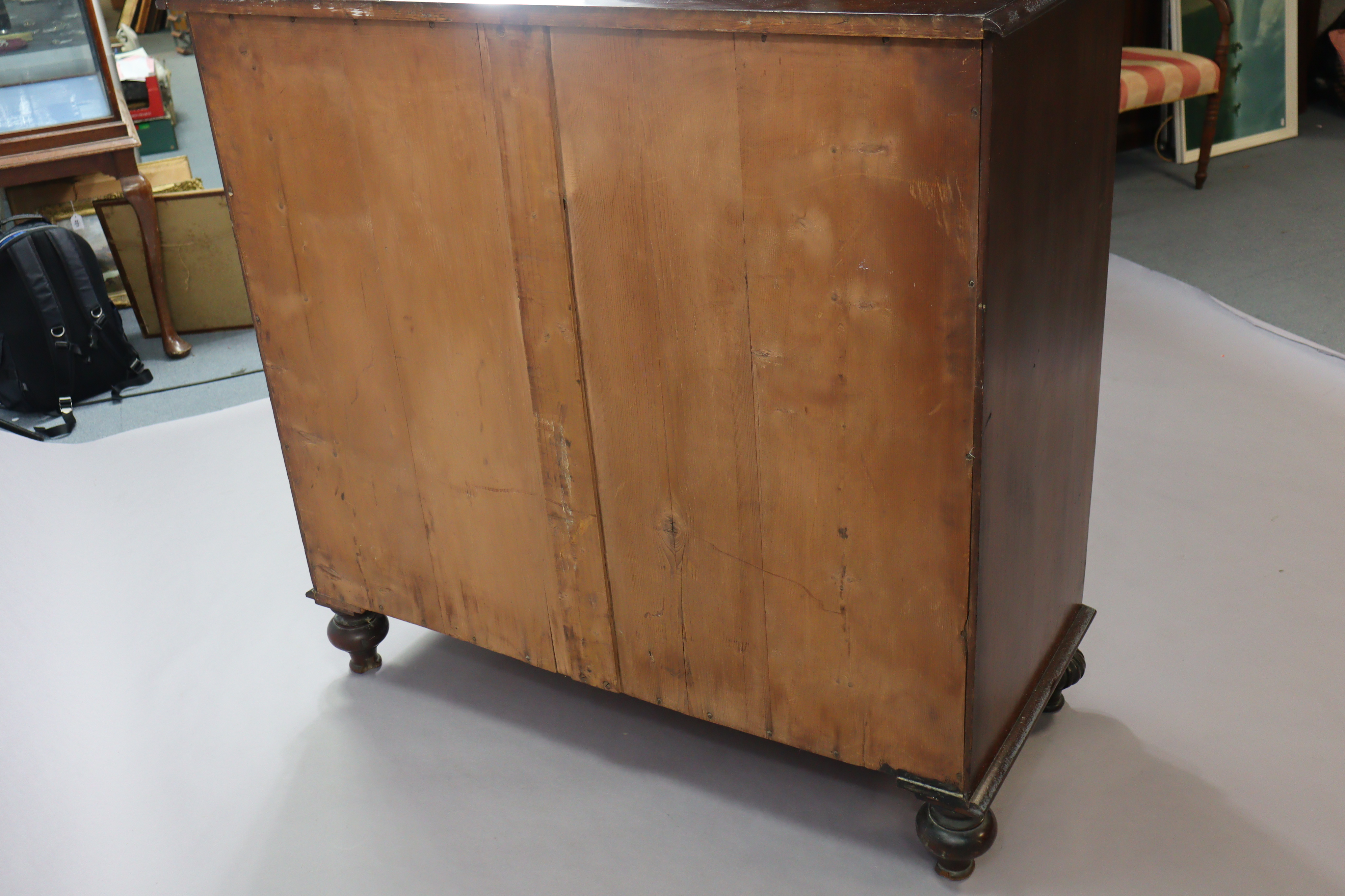 A 19th century mahogany bow-front chest fitted two short & three long graduated drawers with - Image 7 of 8