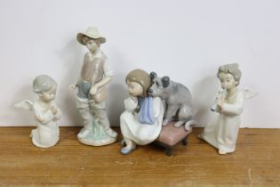 Seven various Lladro porcelain figure ornaments.