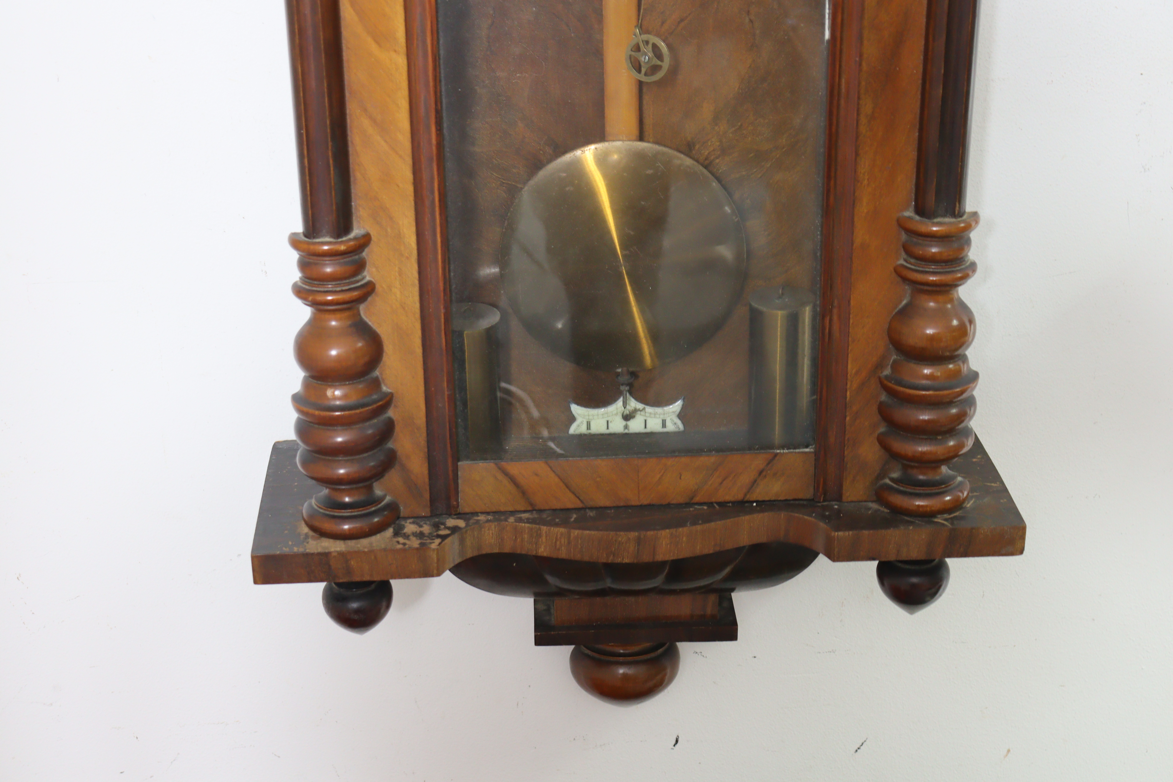 A 19th century Vienna wall clock with a two-part dial, & in a walnut case enclosed by a glazed door, - Image 5 of 5
