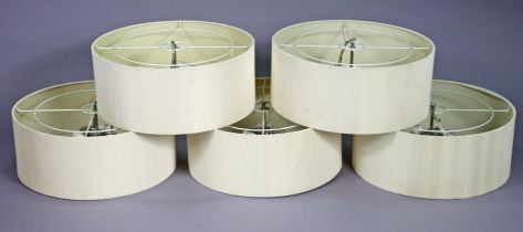 A set of five retro-style ceiling light fittings & shades, with diffusers, 61cm diameter x 25cm