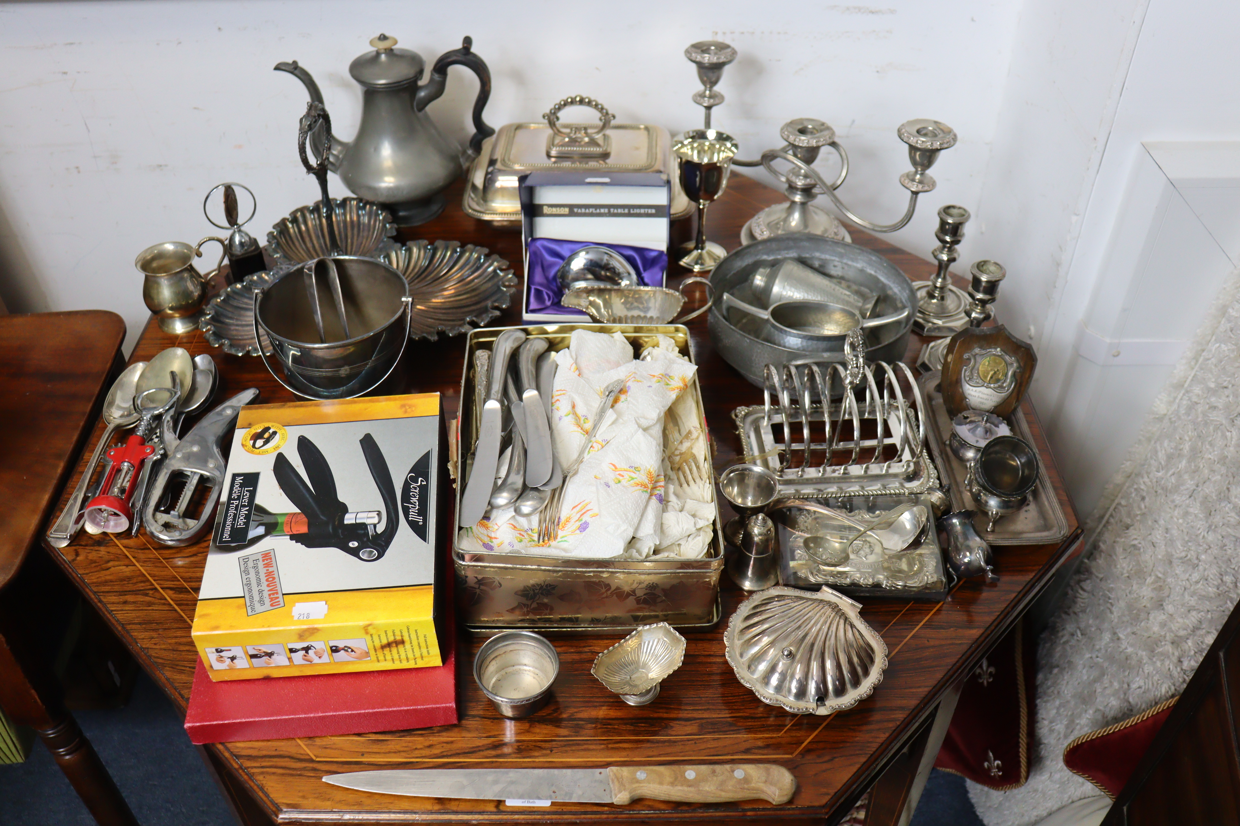 Various items of assorted platedware, pewter, & cutlery. - Image 2 of 6