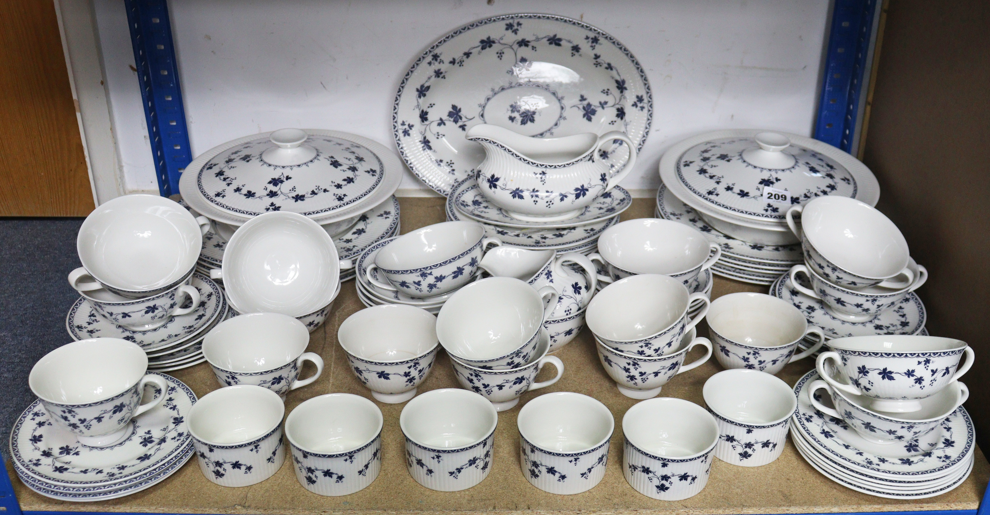 A Royal Doulton china blue & white “Yorktown” extensive seventy-seven piece part dinner, tea &