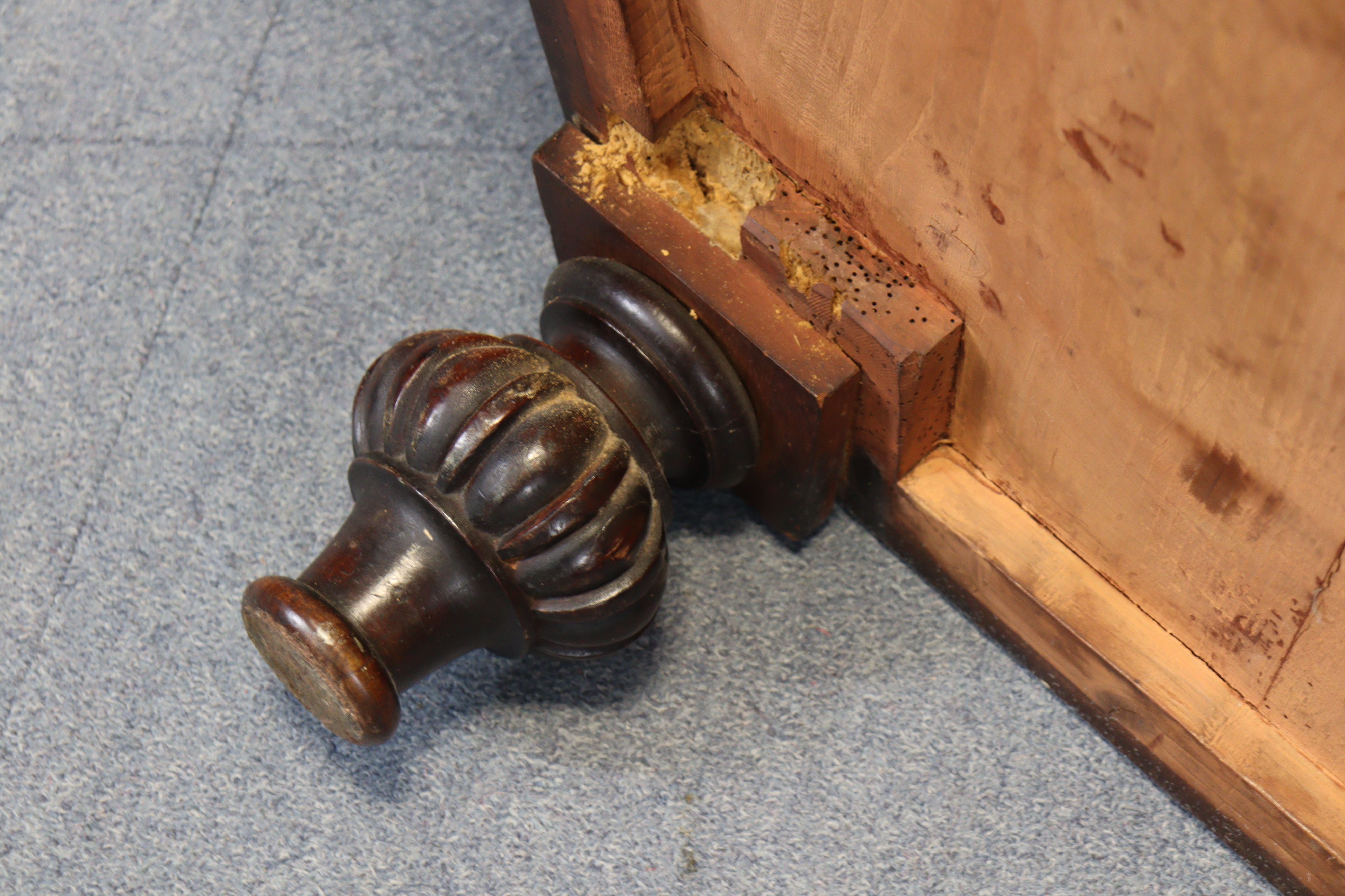 A 19th century mahogany bow-front chest fitted two short & three long graduated drawers with - Image 8 of 8