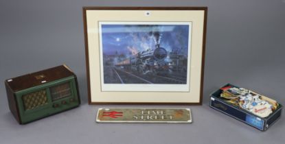 A vintage railway sign “LIME STREET”, 14.25cm x 65cm; together with a Limited Edition coloured