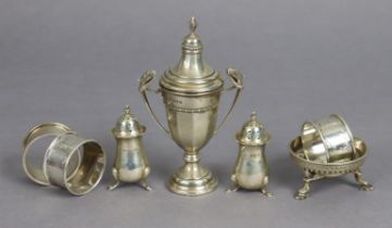 A George VI silver two-handled miniature trophy cup, 14.75cm high, Birmingham 1939; together with