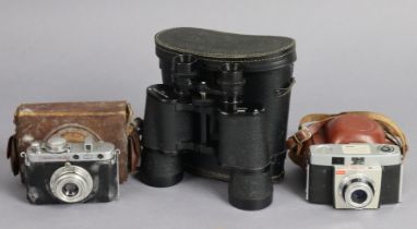 An Ensign “Multex” camera; a Kodak “Coloursnap 35” camera (model 2); & a pair of Regent 7 x 50mm