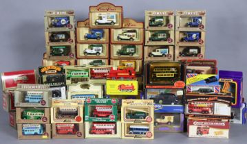 Approximately sixty various die-cast scale model vehicles by View Vans, Corgi, etc each with a