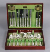 A part canteen of Viner’s “Kings Royale” epns cutlery comprising forty-three items, in a mahogany