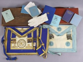 A set of Masonic regalia contained in a leather case inscribed “BRO. F. R. SIMMONDS, SIR EDWARD