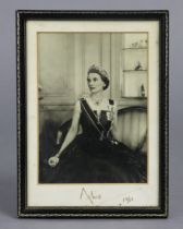 A 1960’s portrait photograph of Princess Alice signed Alice & dated 1961, 13.75 cm x 9.75 cm,