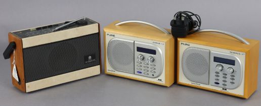 A Robert’s “R701” portable radio; & two Pure DAB portable radios.