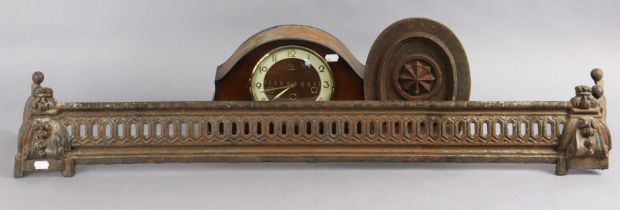 A mid-20th century Tempora mantel clock; a cast-iron fender; various motor car books & magazines,