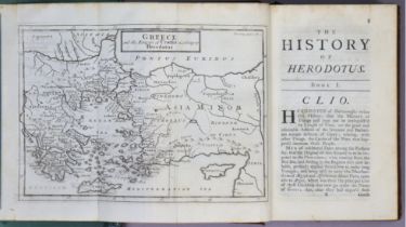 A mid-18th century leather-bound volume “The History of Herodotus” translated from the Greek by