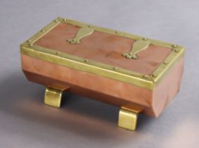 An arts & crafts copper & brass rectangular trinket box 17.25cm wide x 7.75 cm high.