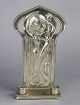 An art nouveau-style silvered-metal candle wall sconce in the Agnes Bankier Harvey style, 24.5cm hig
