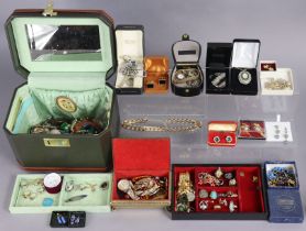 Various items of costume jewellery, in one jewellery case & loose.