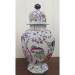 A late 19thC Mason's Patent Ironstone china vase of octagonal form with a domed cover, decorated