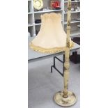 A mid 20thC standard lamp, painted in Oriental taste, on a turned platform base  62"h with an old