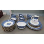 Wedgwood china teaware, decorated in blue and white