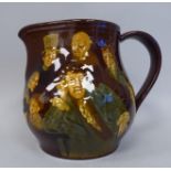 An early 20thC Royal Doulton Burslem Kingsware jug, depicting characters from Charles Dickens