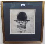 After Peter Paone - a study of a bearded man wearing a bowler hat  Artists Proof etching  bears a