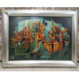 Theo Booth - 'Tango'  oil on board  bears a monogram & label verso  16" x 23"  framed