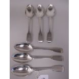 A matched set of six silver fiddle pattern tablespoons  Robert Williams  Exeter 1834 1842