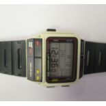A Casio SDB-300W bracelet watch, faced by a digital dial