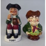 A Foley china Intarsio jug, designed as a portly gentleman  7"h; and a Royal Doulton china