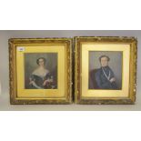 A pair of 19thC half length family portraits, viz, John Dudley and Ann Baylance  oil on panel with