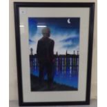 John Duffin - 'Reservoir Night'  pastel  bears a signature  14" x 20"  framed