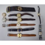 Vintage strapped wristwatches: to include a gold plated cased Calry, faced by an Arabic dial with